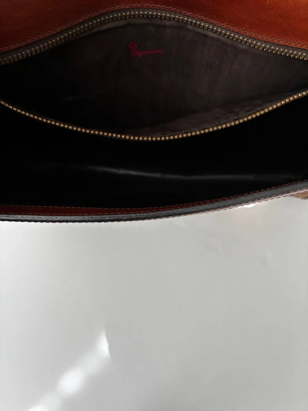 Italian Brown and Gold Canvas Monogram Envelope Clutch with Vegan Leather Trim